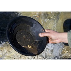 10" Gold Pan, Dual Riffles (3" x 1/4" Deep Riffles, Micro Riffles), Plastic Body, Black Color