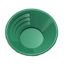 12" Gold Pan, Dual Riffles (3" x 1/4" Deep Riffles, Micro Riffles), Plastic Body, Green Color