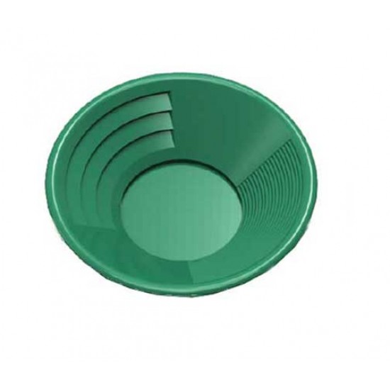 10" Gold Pan, Dual Riffles (3" x 1/4" Deep Riffles, Micro Riffles), Plastic Body, green Color